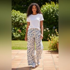 A New Day Periwinkle and White Floral Wide Leg Pants